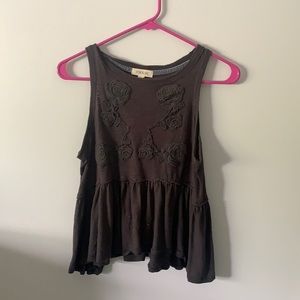 Cute Floral Gray Top